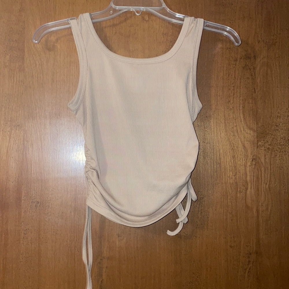 Tan Adjustable Length Crop Top